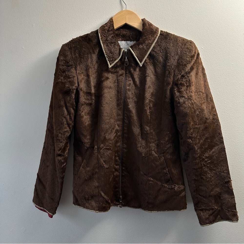 Vintage EARL RUFENBERG Plain print faux fur classic jacket.-Buttery soft Size XS